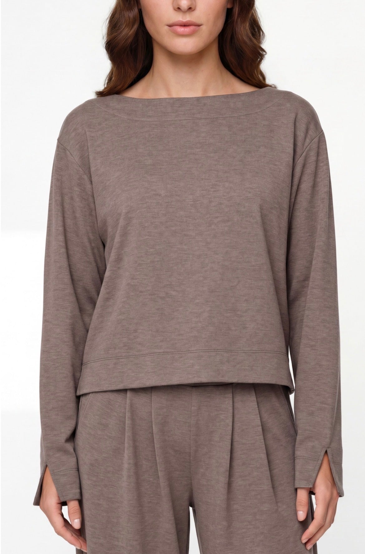 Liverpool Long Sleeve Boat Neck Top Cloud 9 Taupe