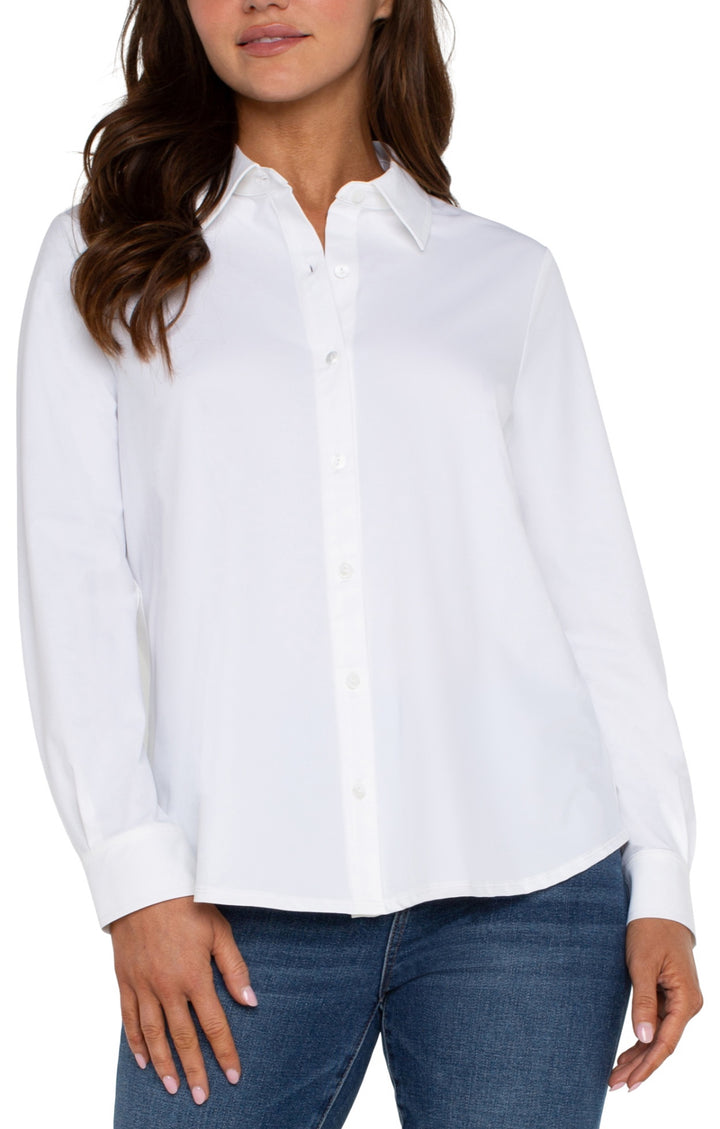 Liverpool L/S Button Front Shirt White