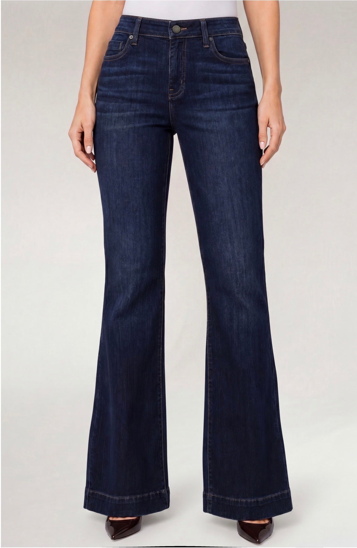 Liverpool Lucy Bootcut w/Wide Hem Mid Rise 32" Inseam Dk Wash