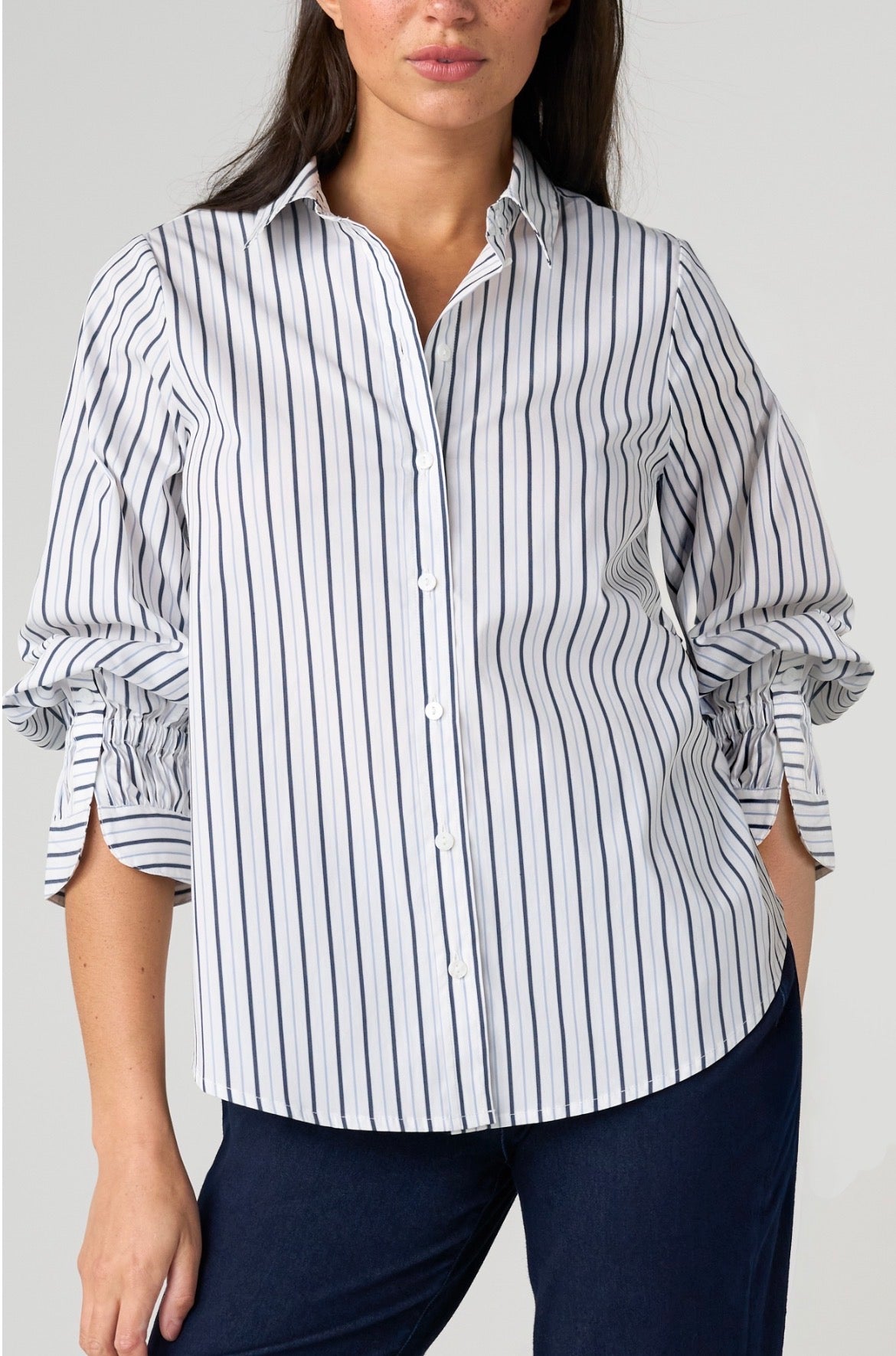 Liverpool Adjustable Sleeve Button Front Blouse