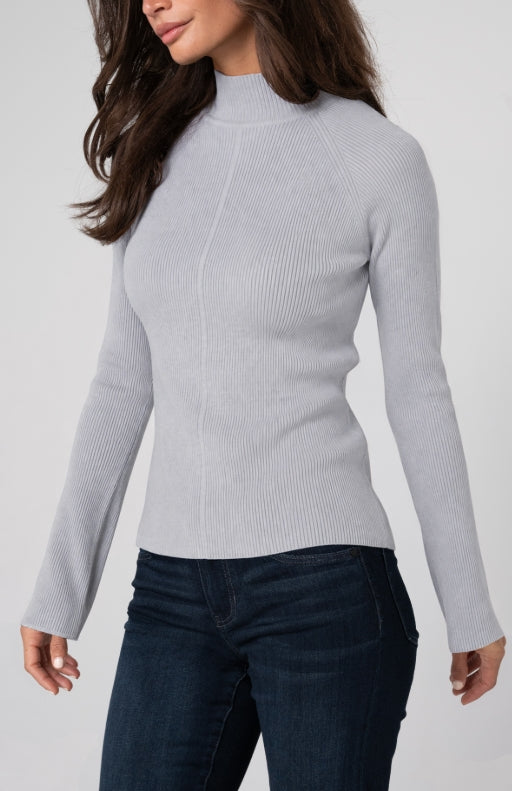 Liverpool Long Sleeve Ribbed Turtleneck Sweater Light Heather Grey