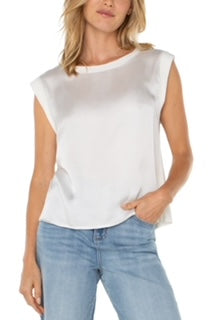 LIVERPOOL SLEEVELESS WOVEN TOP OFF WHITE