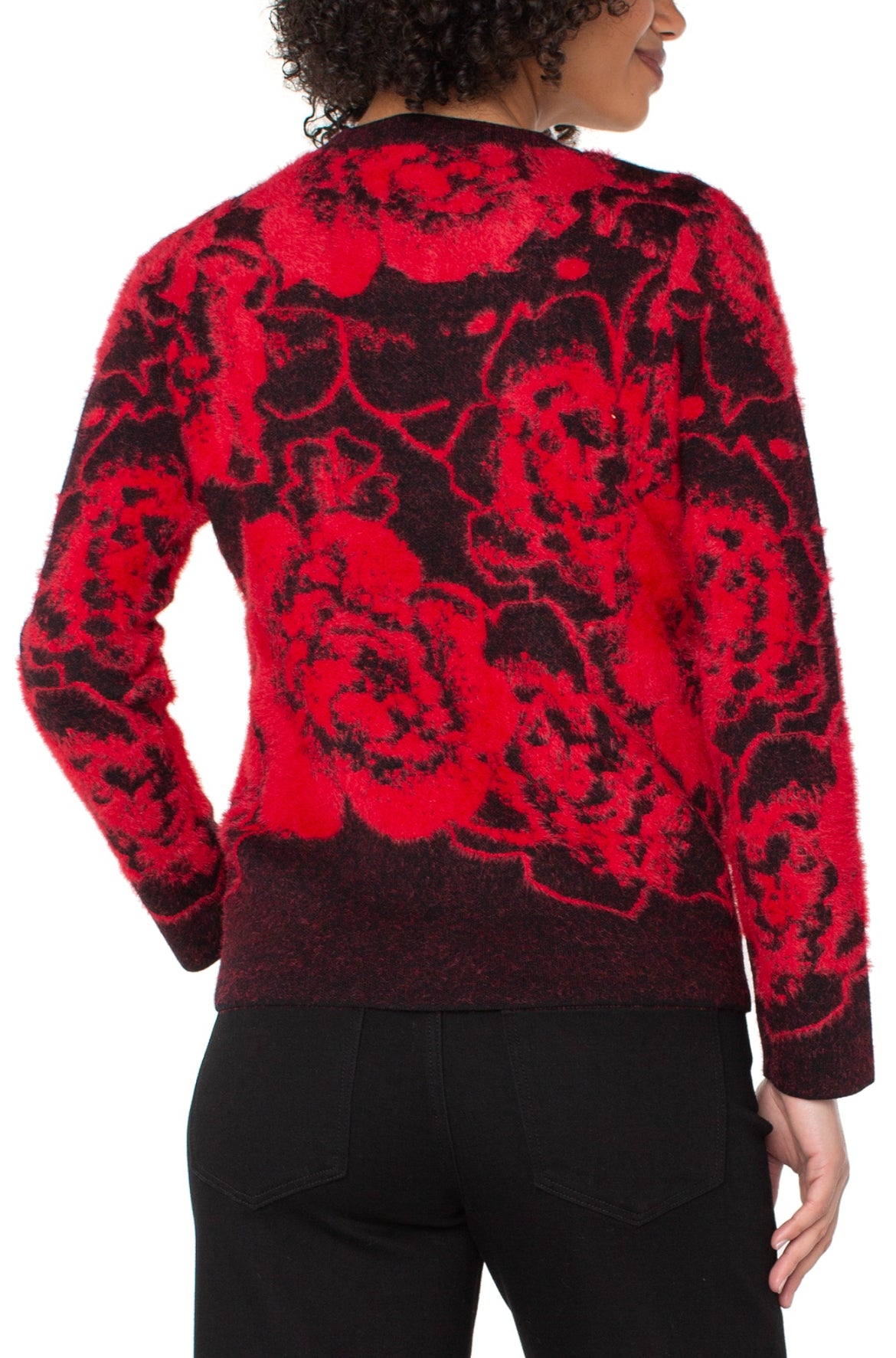 Liverpool L/S Crew Neck Rose Pattern Sweater Red/Blk