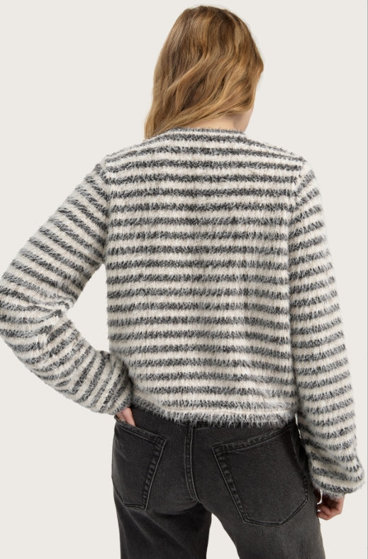 Liverpool Long Sleeve Boatneck Knit Horizontal Striped Top