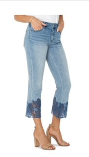 LIVERPOOL HANNAH CROP FLARE CROCHET HEM