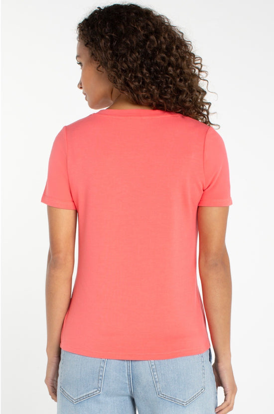 Liverpool V Neck S/S Tee Sunset Coral