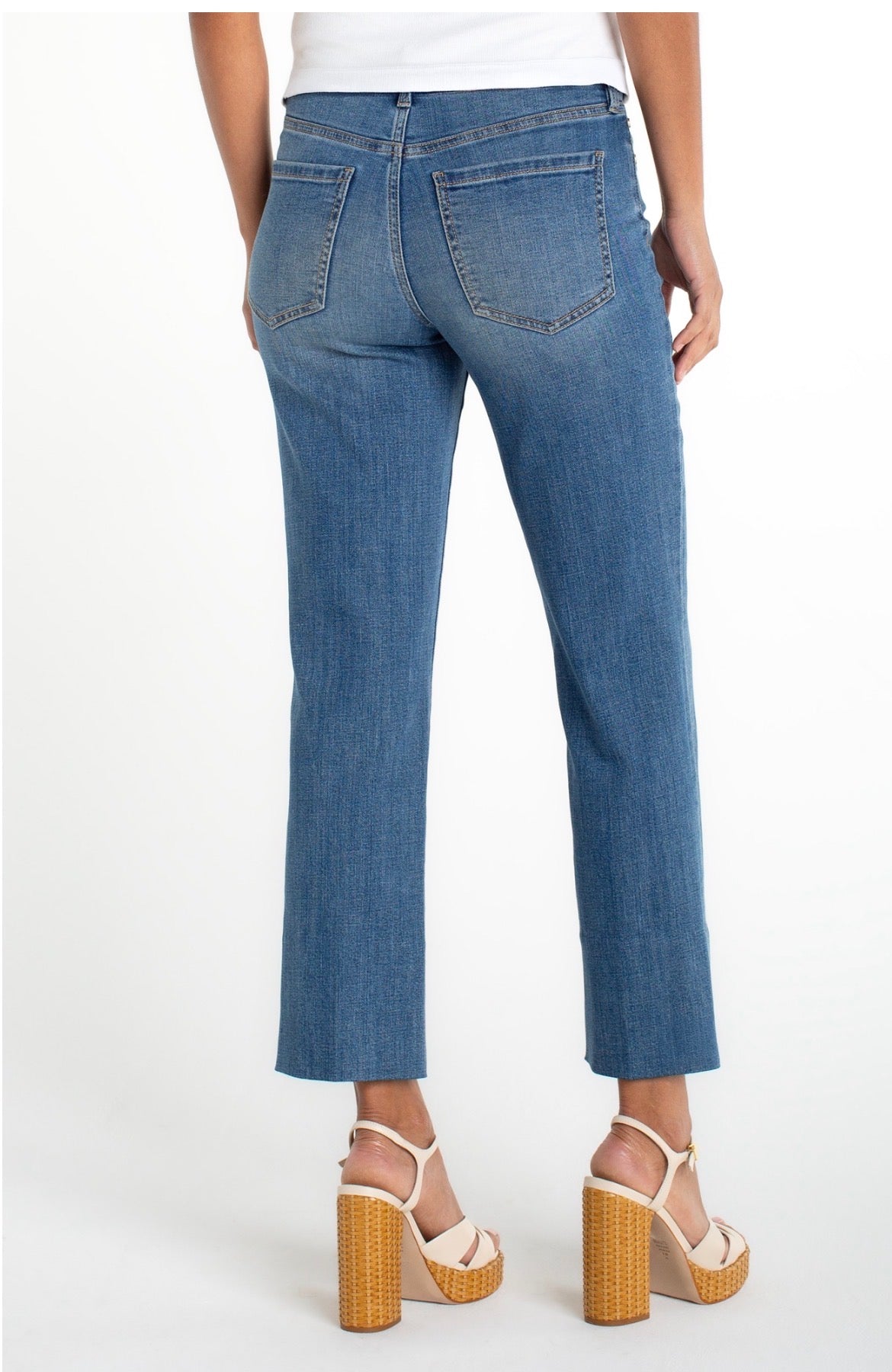 Liverpool Kennedy Crop Straight w/Blind Hem 28 inseam Mid Rise Denim