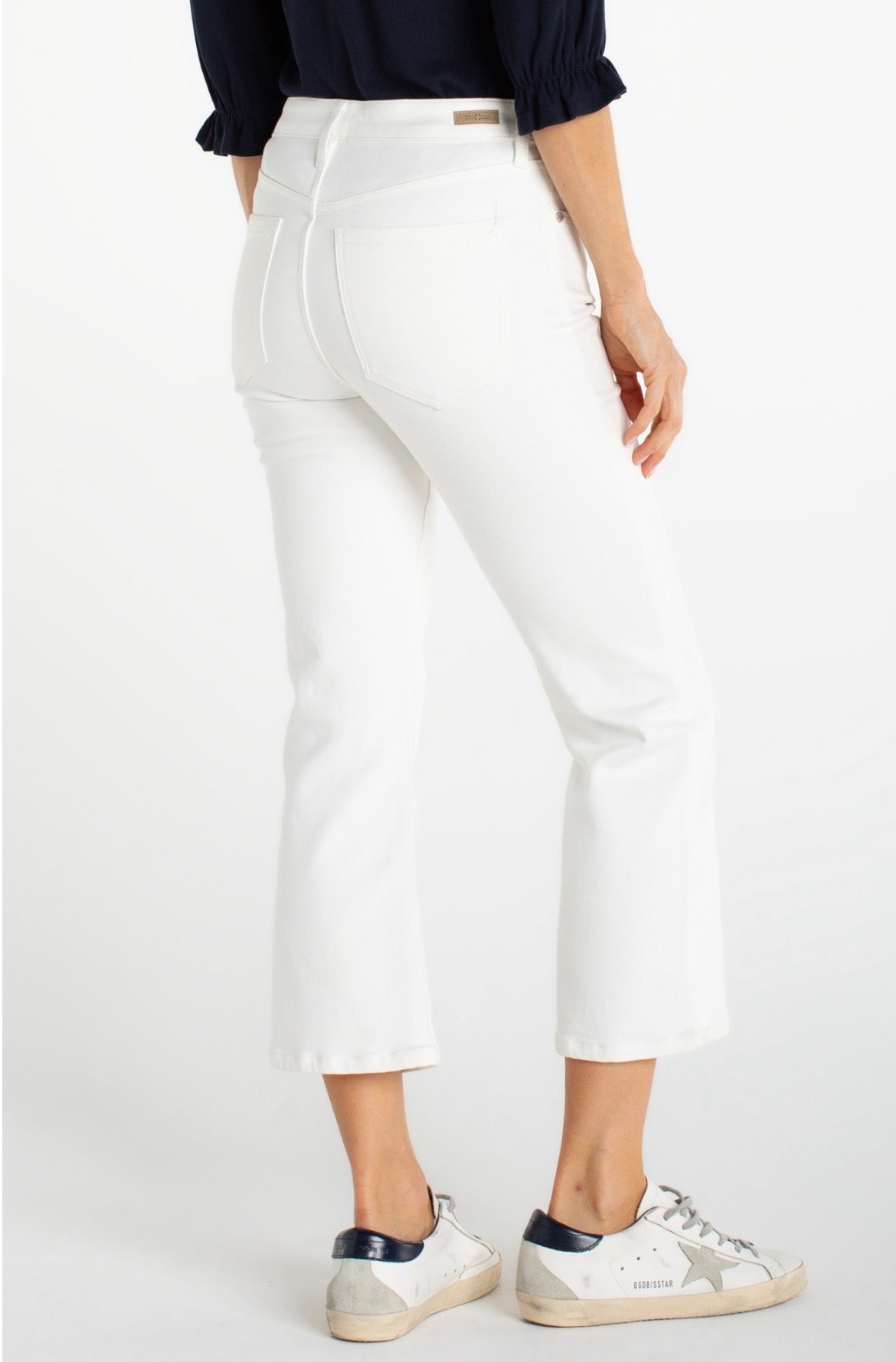 Liverpool Hannah Crop Flare 25.5 Inseam White Denim