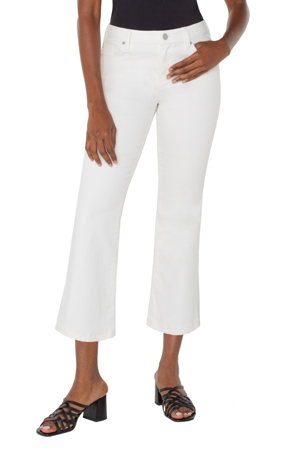 Liverpool Hannah Crop Flare 25.5 Inseam White Denim