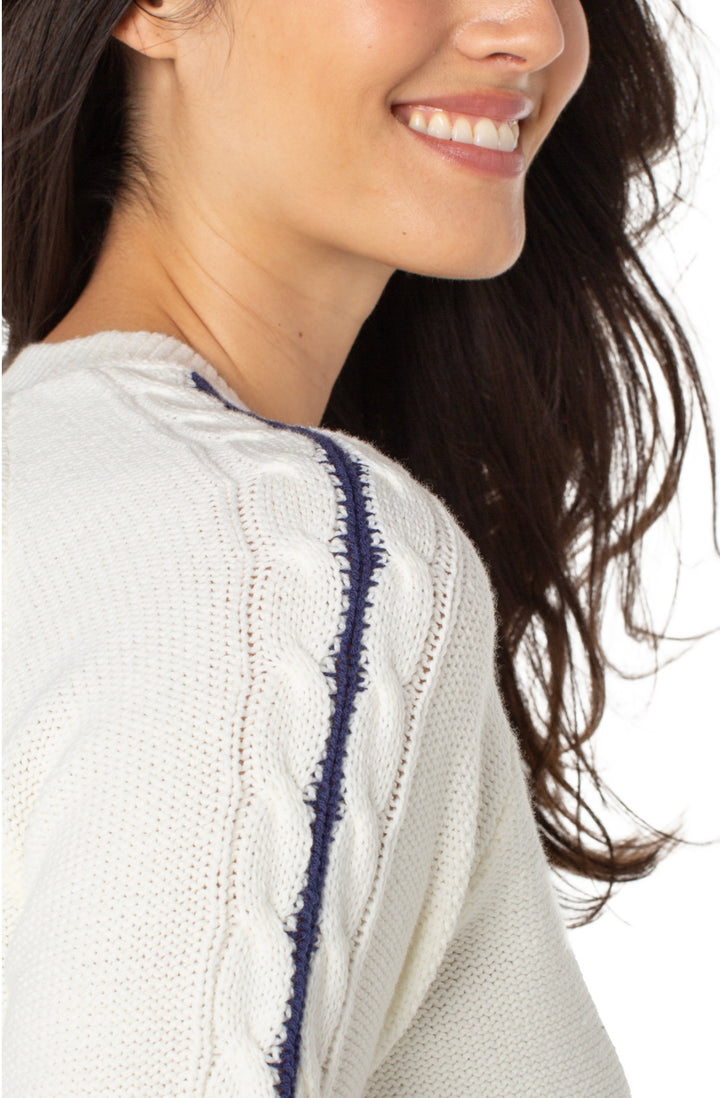 Liverpool L/S Crew neck Raglan Sweater Cream/Navy Mid Stripe
