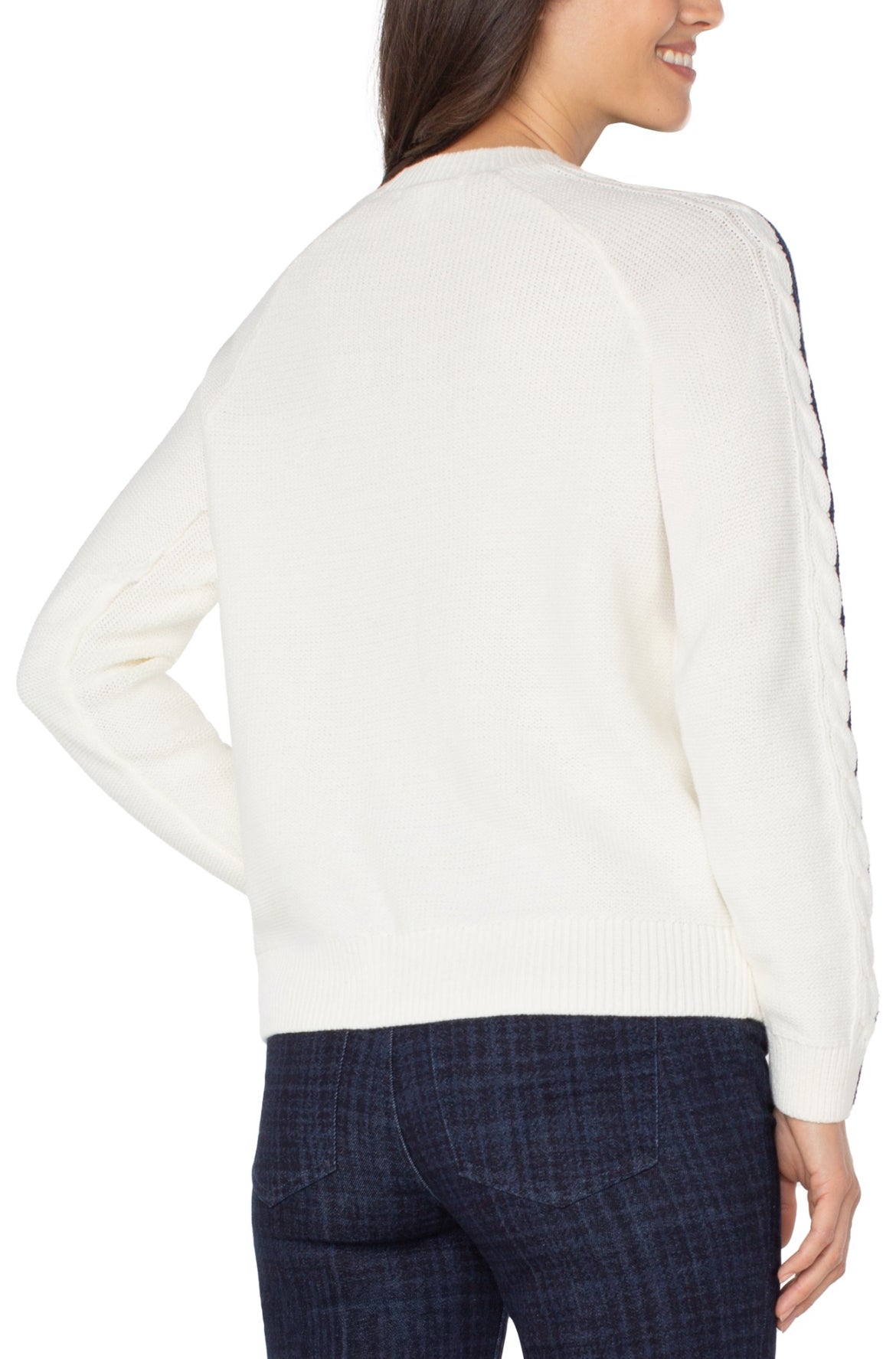 Liverpool L/S Crew neck Raglan Sweater Cream/Navy Mid Stripe