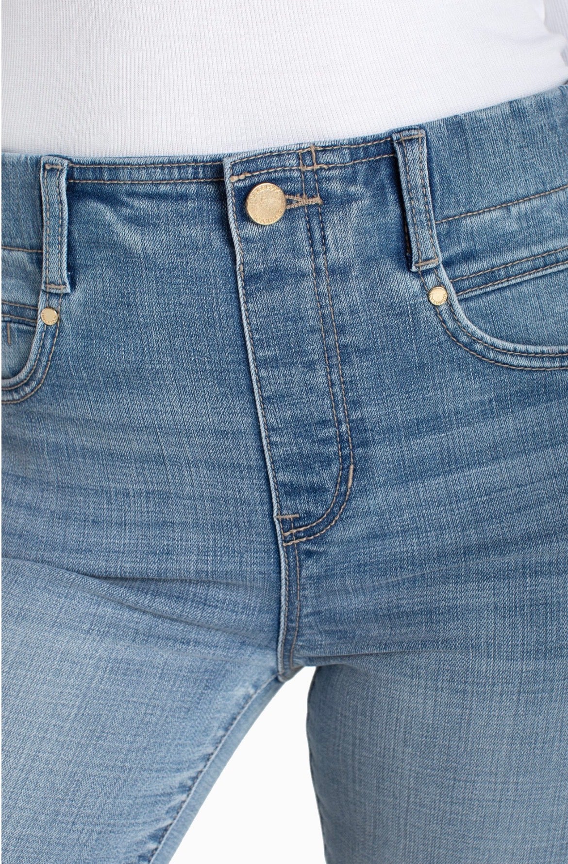 Liverpool Gia Glider Crop Flare Back Slit Denim