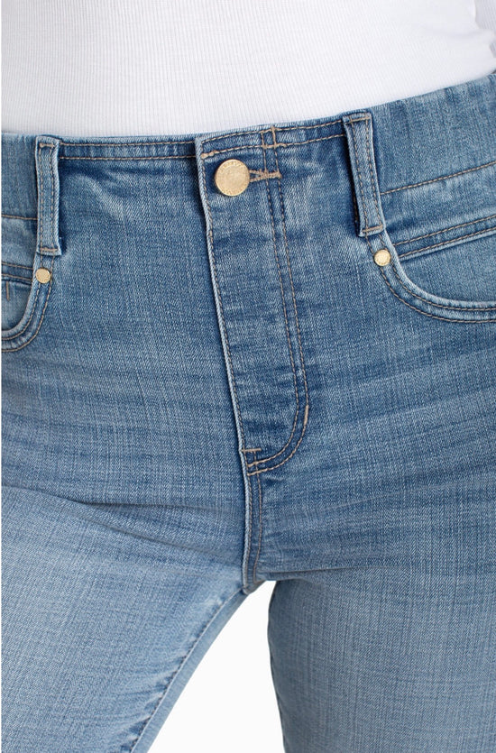 Liverpool Gia Glider Crop Flare Back Slit Denim