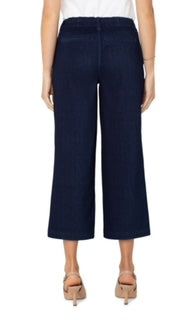 Liverpool Wide Leg Cargo Denim w/Elastic Back Waist