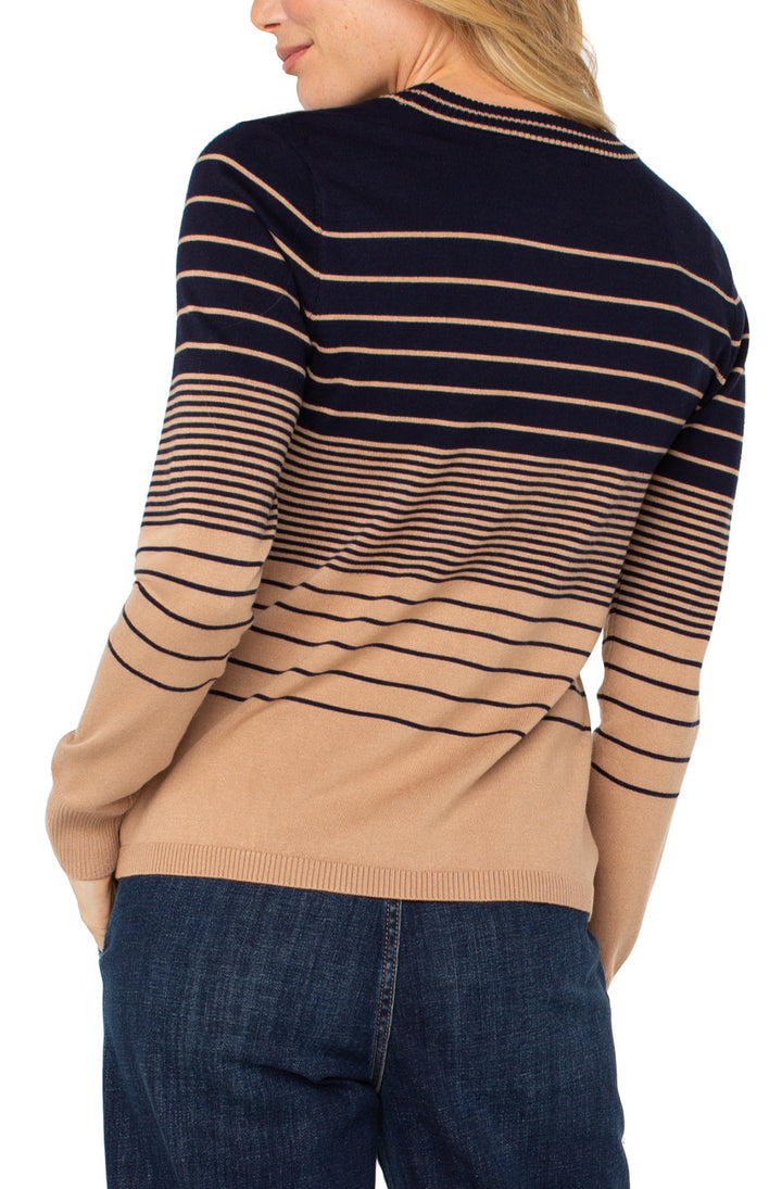 Liverpool L/S Crew Neck Striped Sweater Tan/Navy