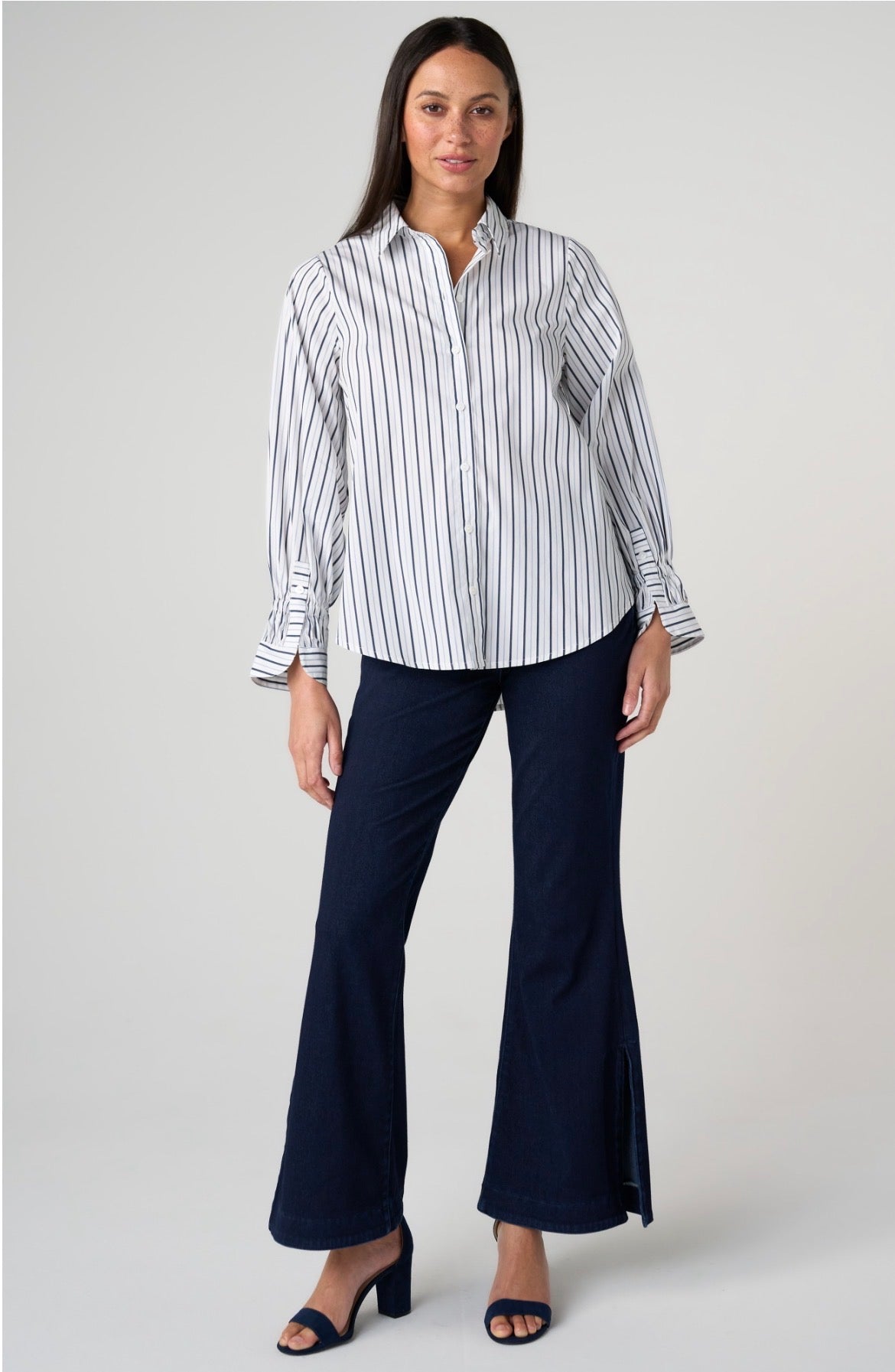 Liverpool Adjustable Sleeve Button Front Blouse