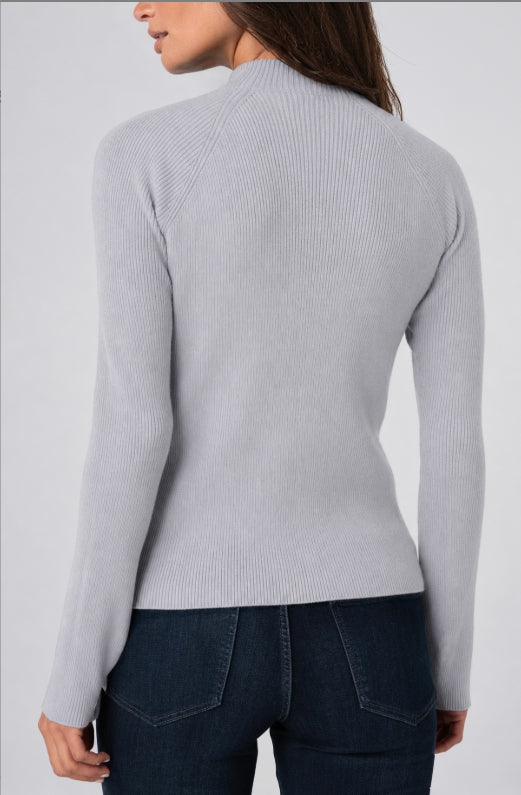 Liverpool Long Sleeve Ribbed Turtleneck Sweater Light Heather Grey