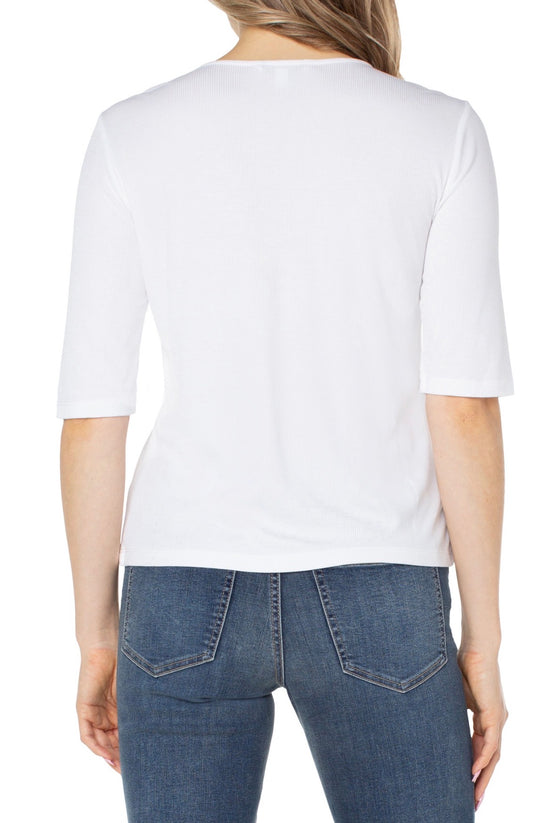 Liverpool 1/2 Sleeve V Neck Double Layer Tee White