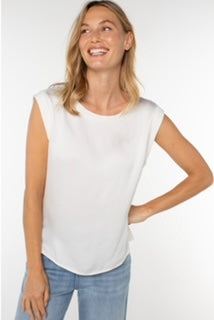 LIVERPOOL SLEEVELESS WOVEN TOP OFF WHITE