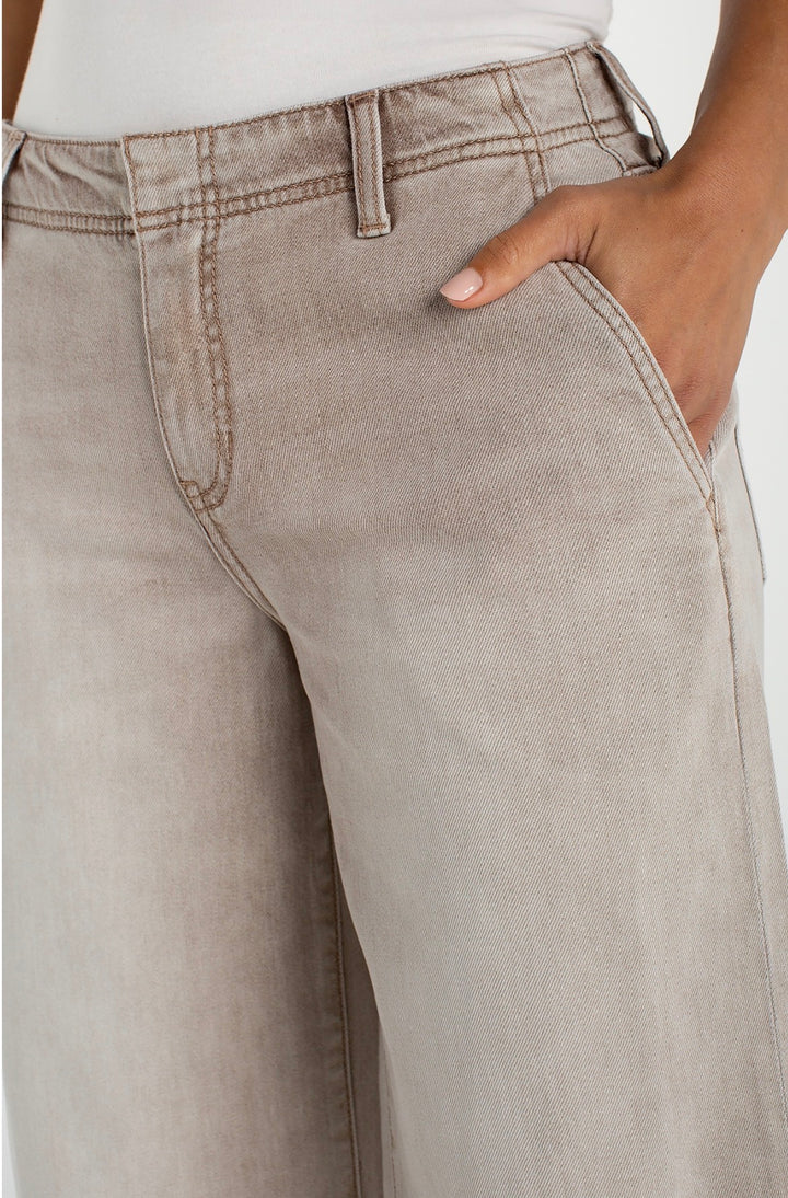 Liverpool Weekender Crop Wide Leg 26" Inseam Khaki