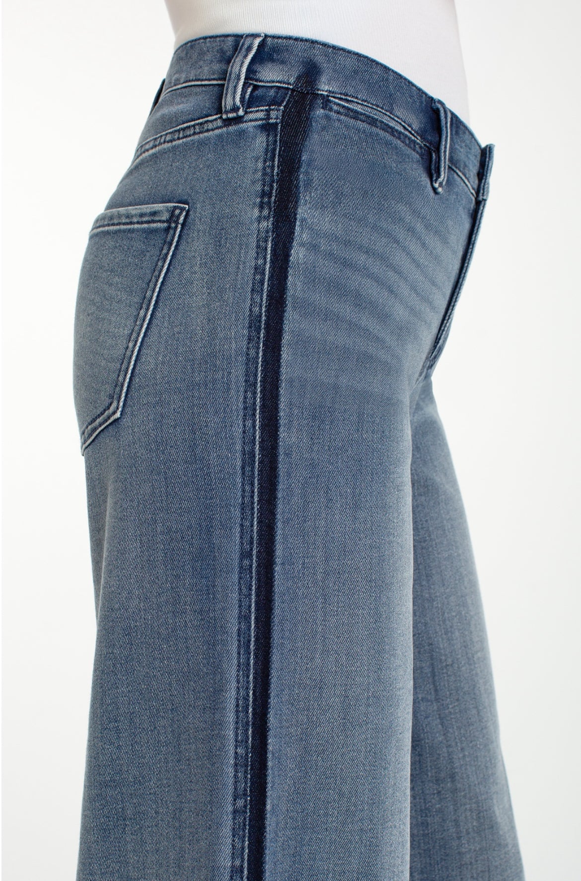 Liverpool Wide Leg with Navy Detail Hem/Leg Denim 30" Inseam