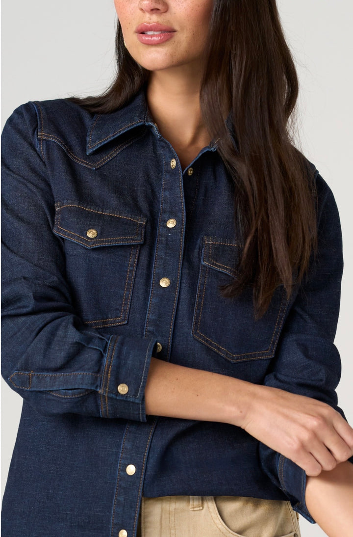 Liverpool Western Slim Shirt Dark Blue