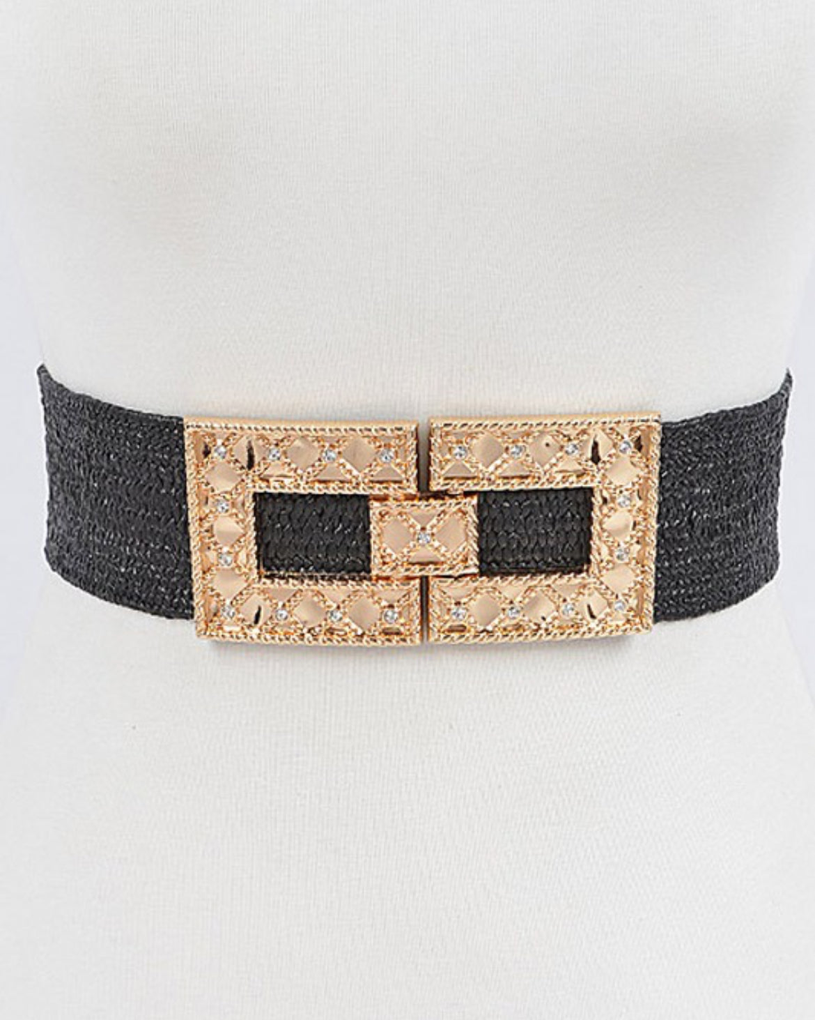 MER BLACK STAW SQUARE BUCKLE BELT