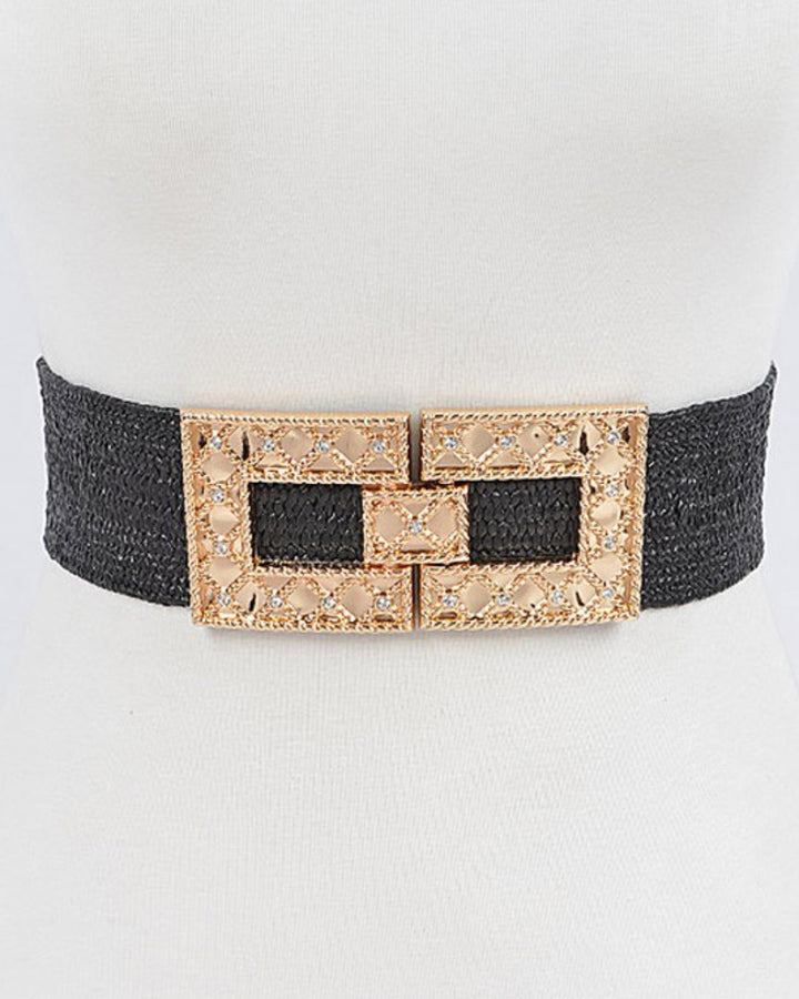 MER BLACK STAW SQUARE BUCKLE BELT