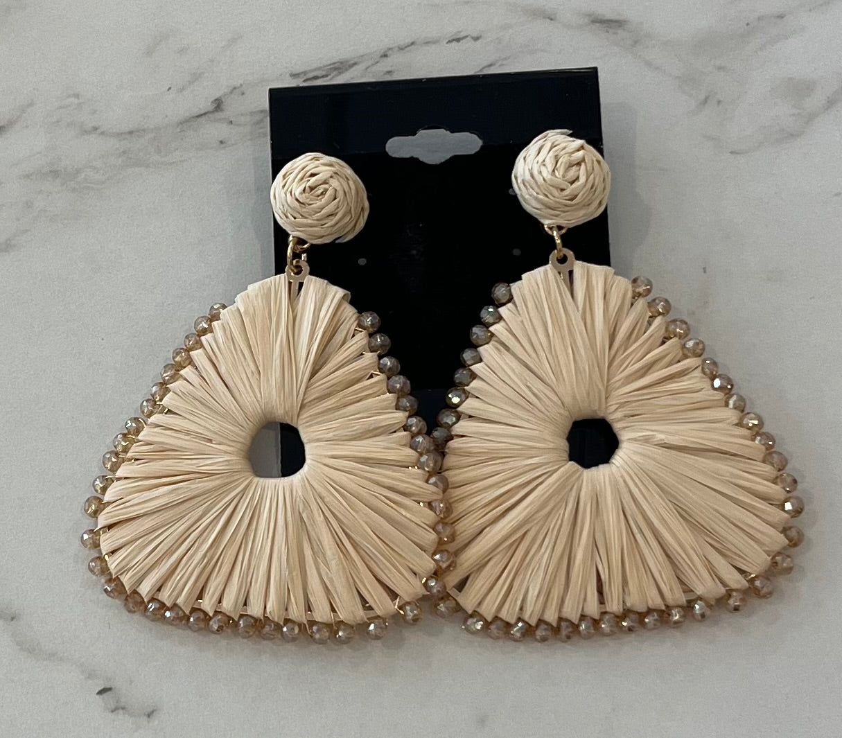 MER Raffia Tri Dangle Earrings Nat10319