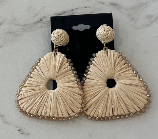 MER Raffia Tri Dangle Earrings Nat10319