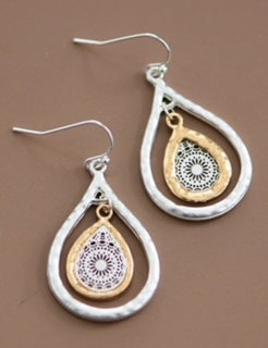 MIA 2 TONE TEARDROP EARRINGS