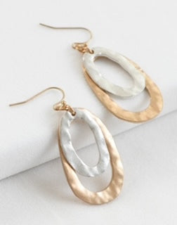 MIA 2 TONE OVAL HOOP EARRINGS