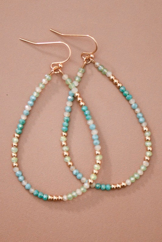 MIA Blue Green Glass Crystal Teardrop Earrings