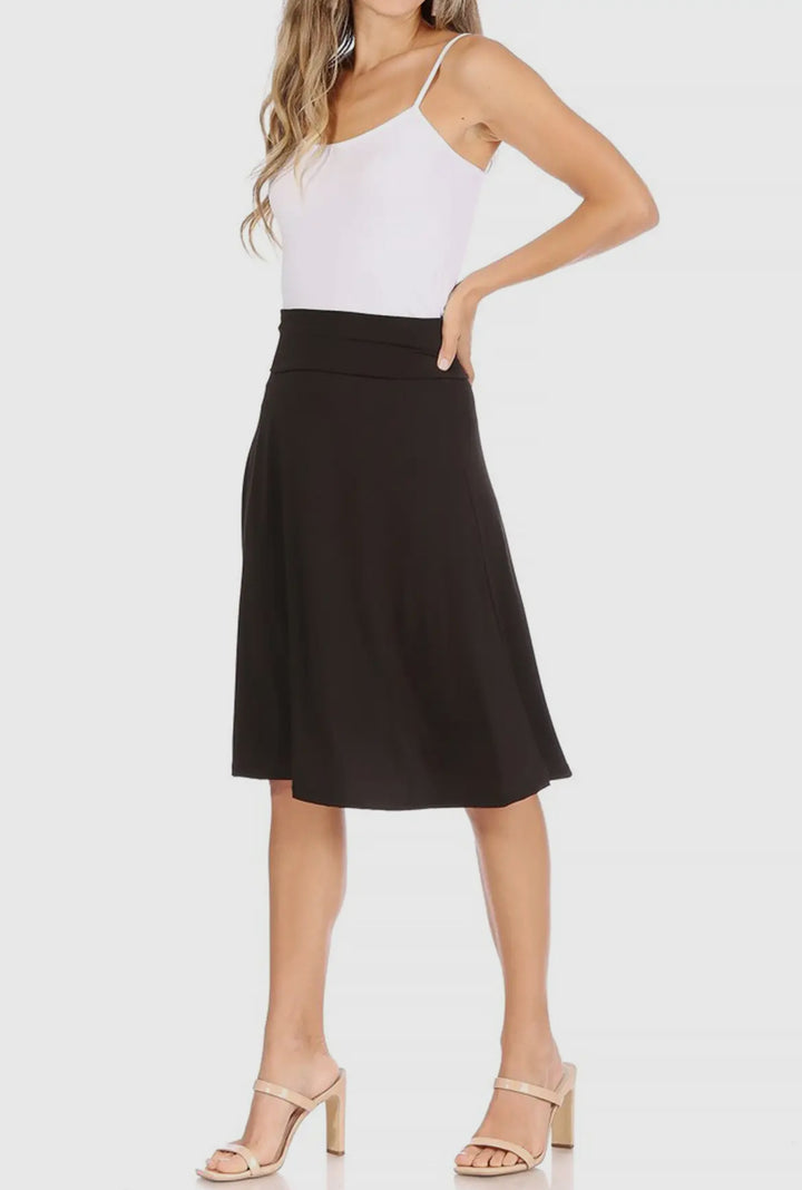 MOA A LINE SKIRT ELASTIC WAIST BLACK