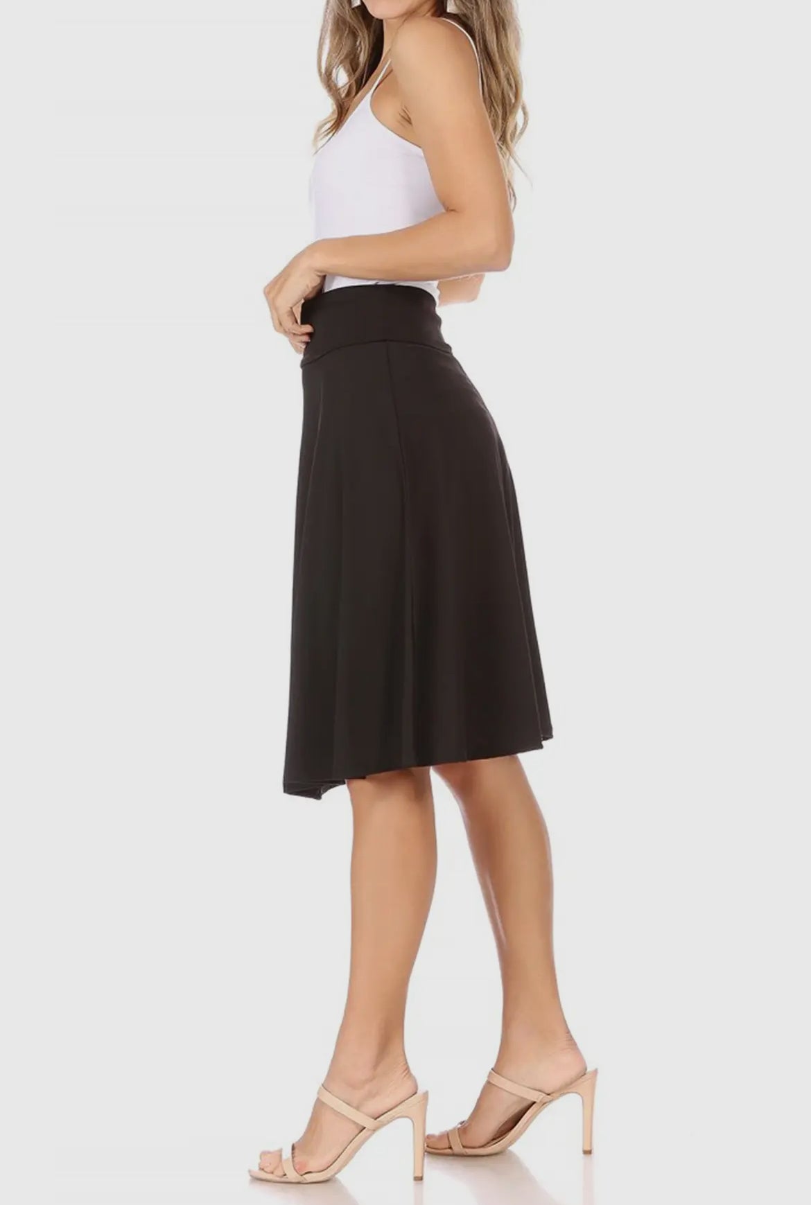 MOA A LINE SKIRT ELASTIC WAIST BLACK