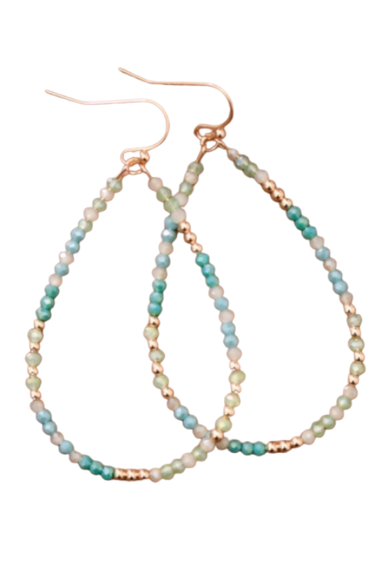 MIA Blue Green Glass Crystal Teardrop Earrings
