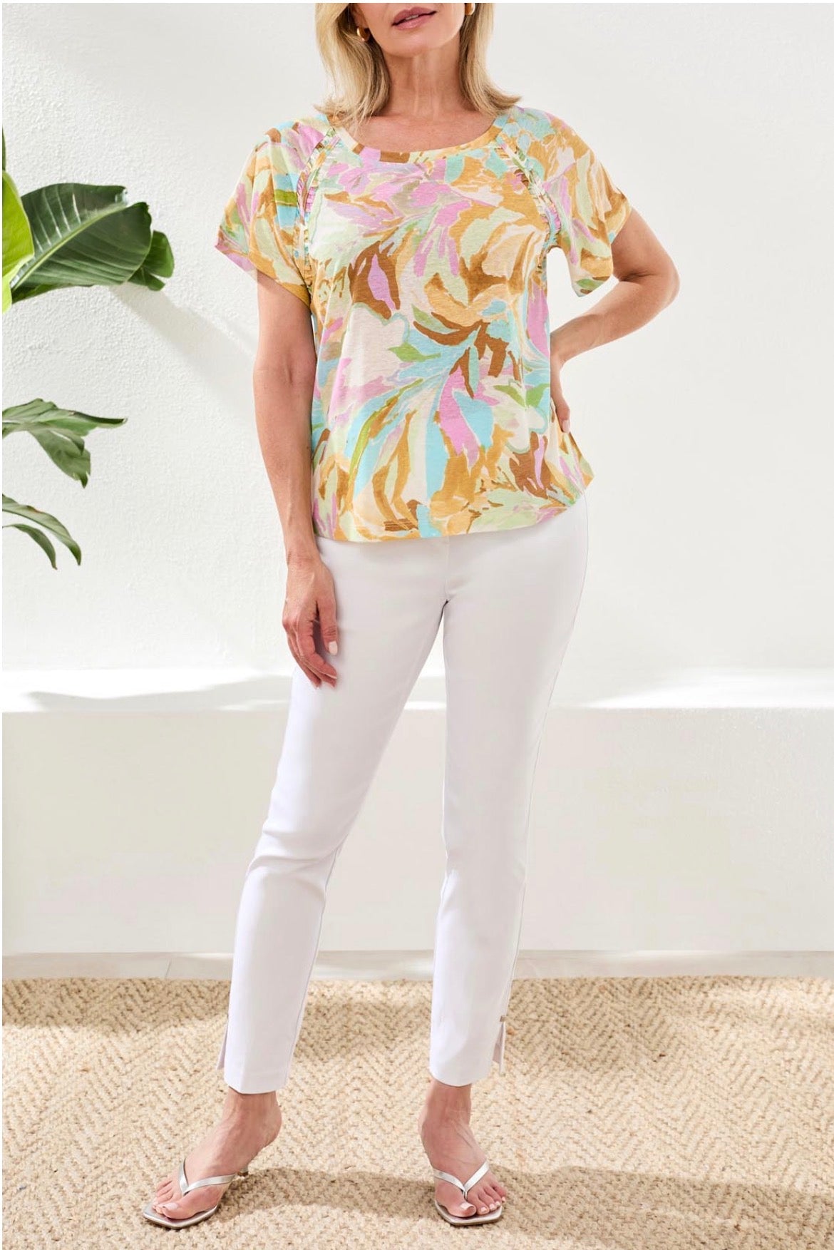 Tribal Short Sleeve Spring Print Top