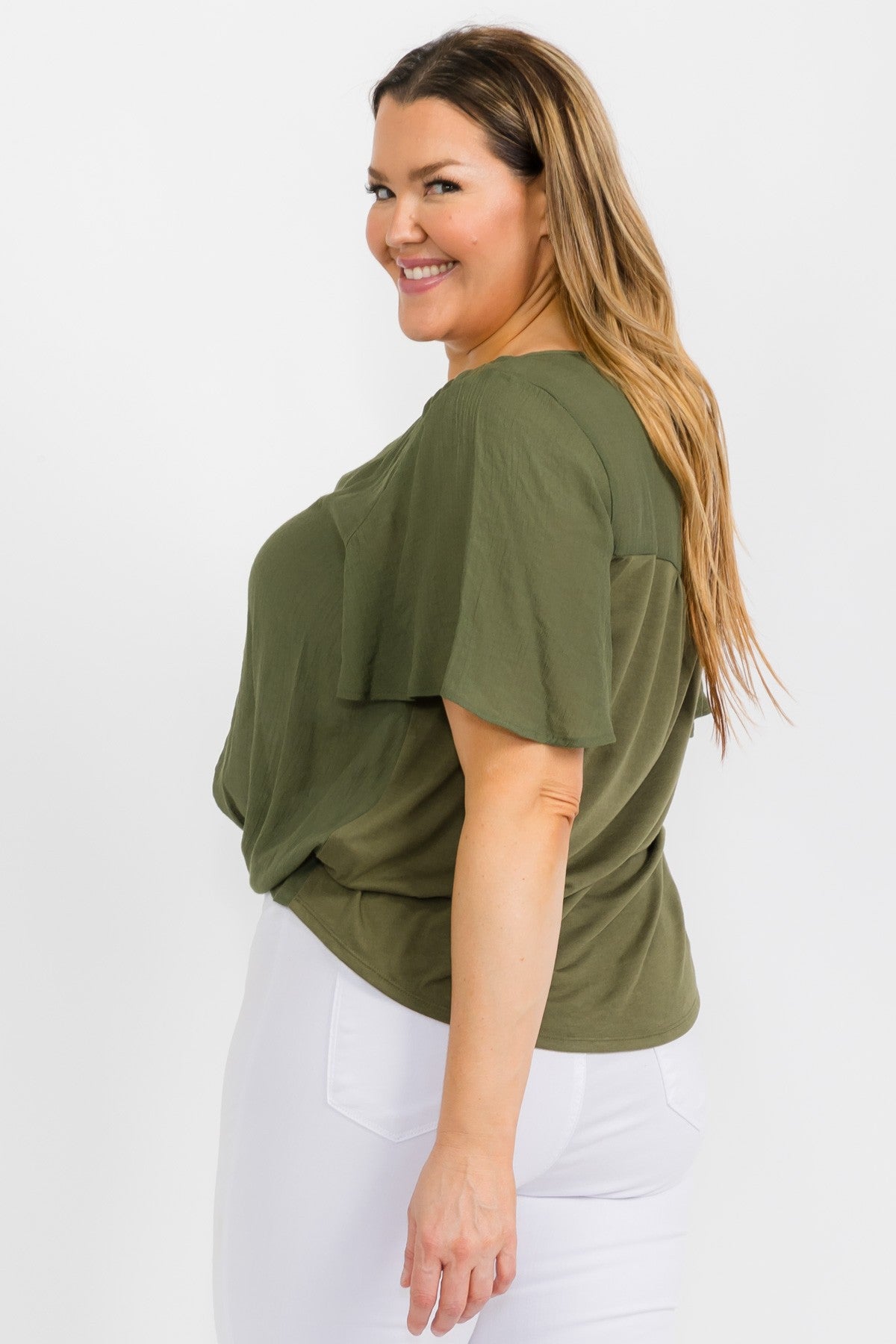 PER Front Tie Blouse Olive