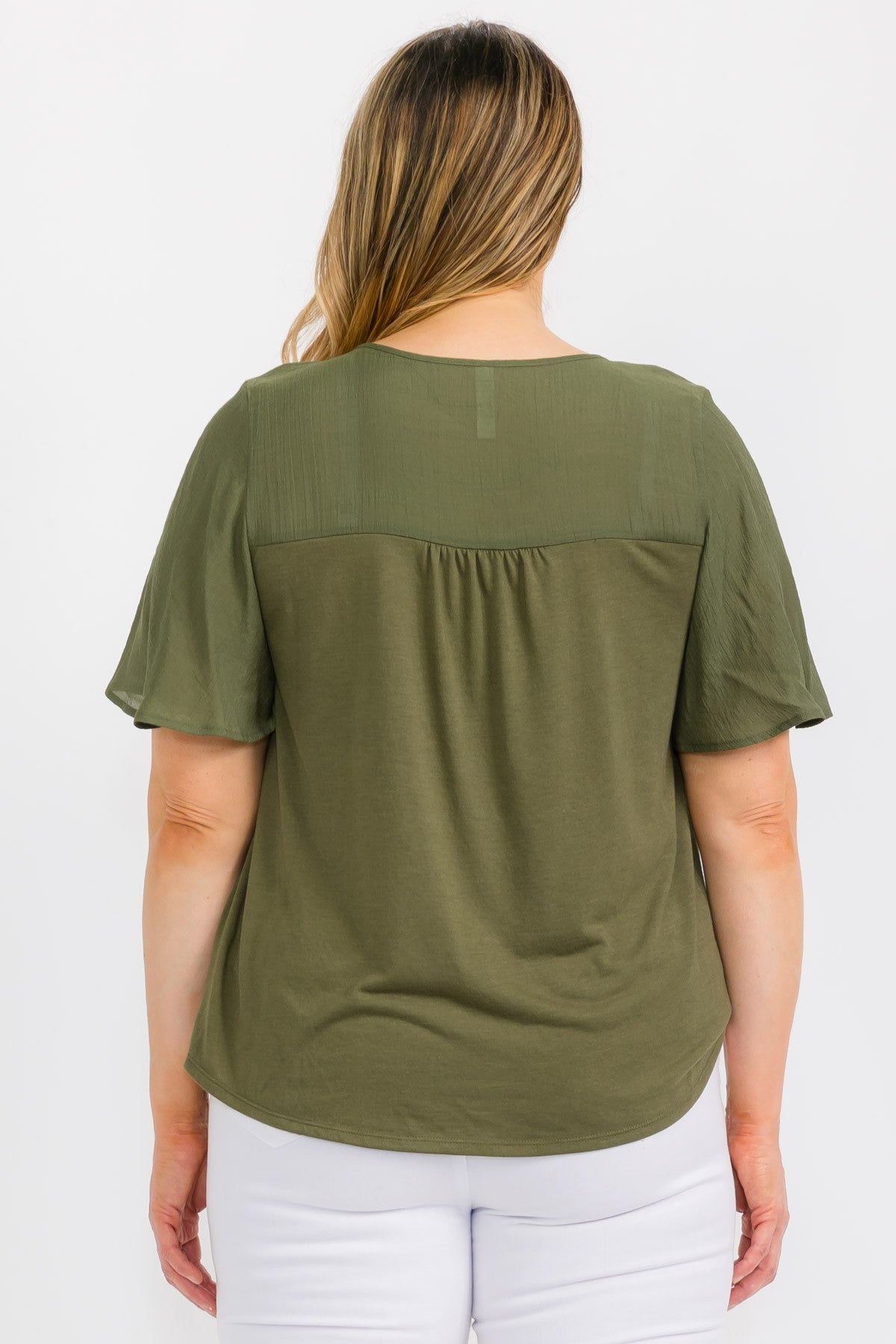 PER Front Tie Blouse Olive
