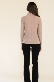 PER Ribbed Mock Neck Knit Top