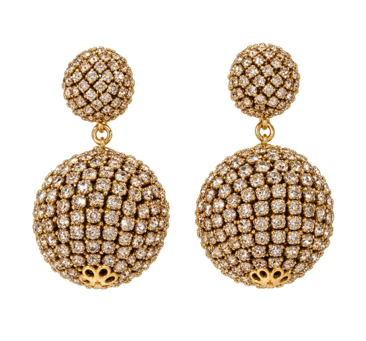 Caroline Hill CZ Double Ball Earrings Gold
