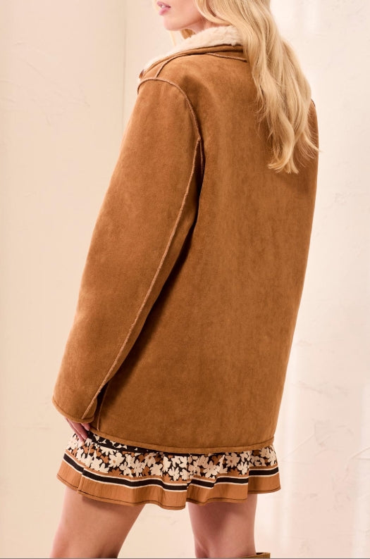 Tribal Long Sleeve Reversible Coat Suede/Sherpa