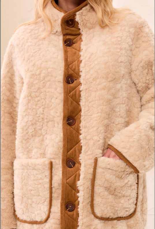 Tribal Long Sleeve Reversible Coat Suede/Sherpa