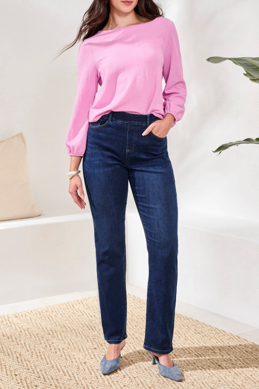 Tribal Boundless Stretch Denim Pull-On Straight Leg Jeans 31" Inseam