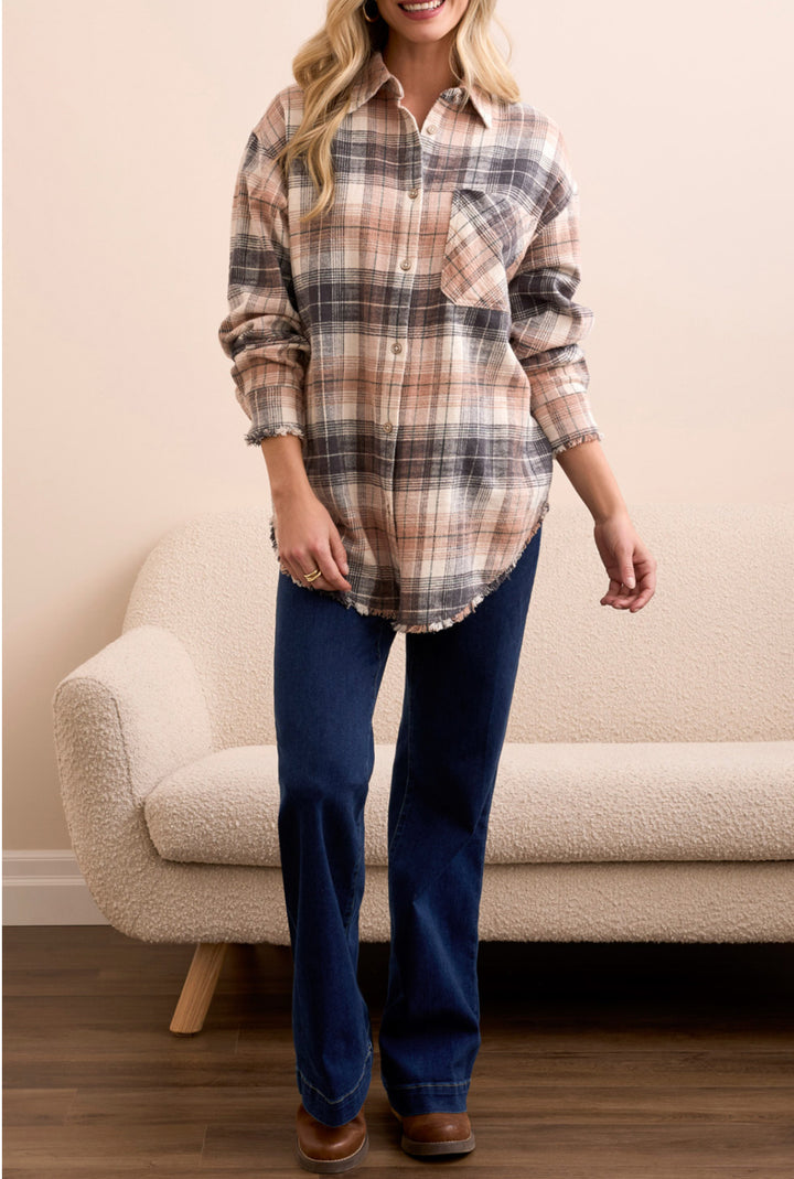 Tribal Plaid Shirt w/Fringe Hem Nordicstone Shades