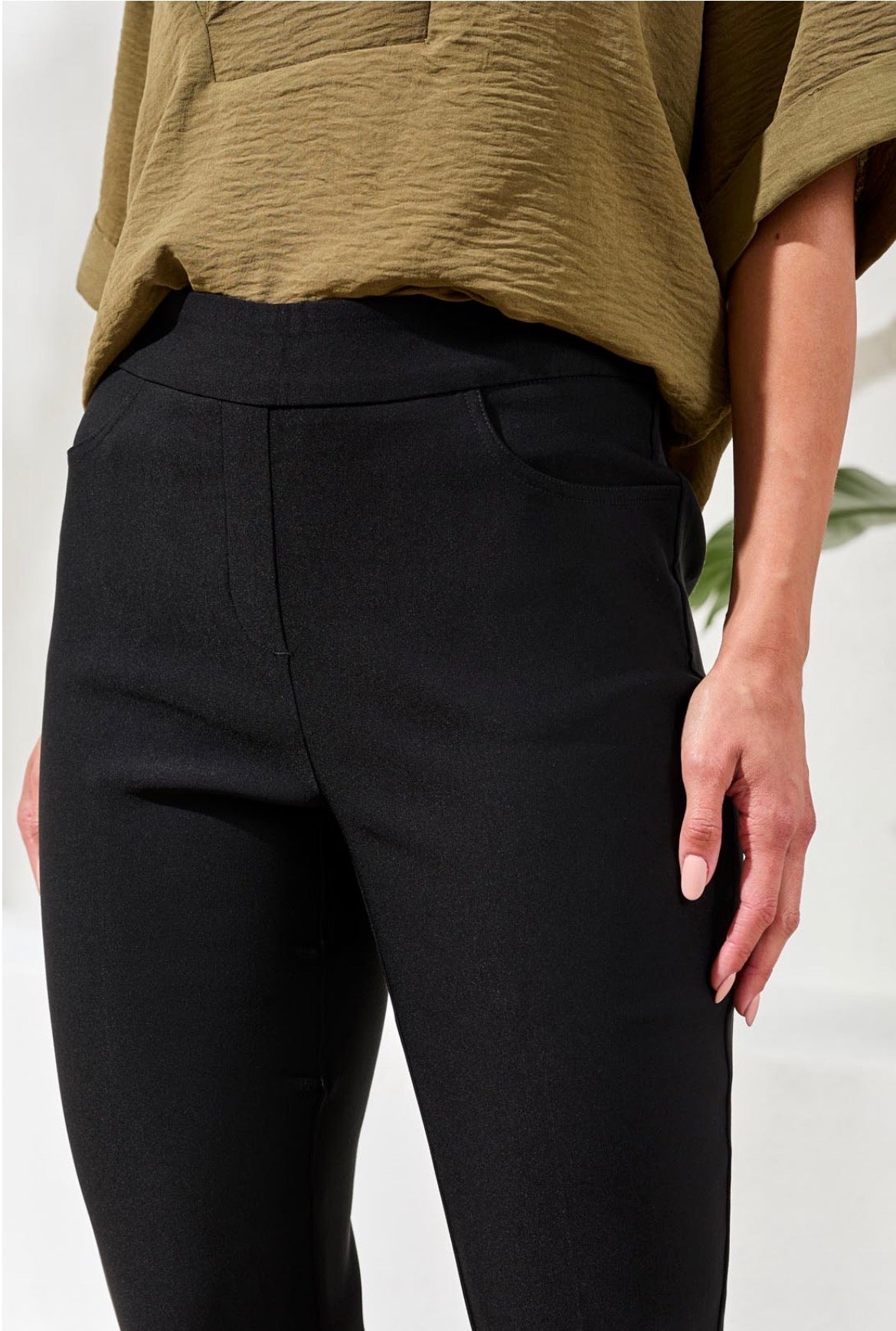 Tribal Pull On Ankle Black Pant
