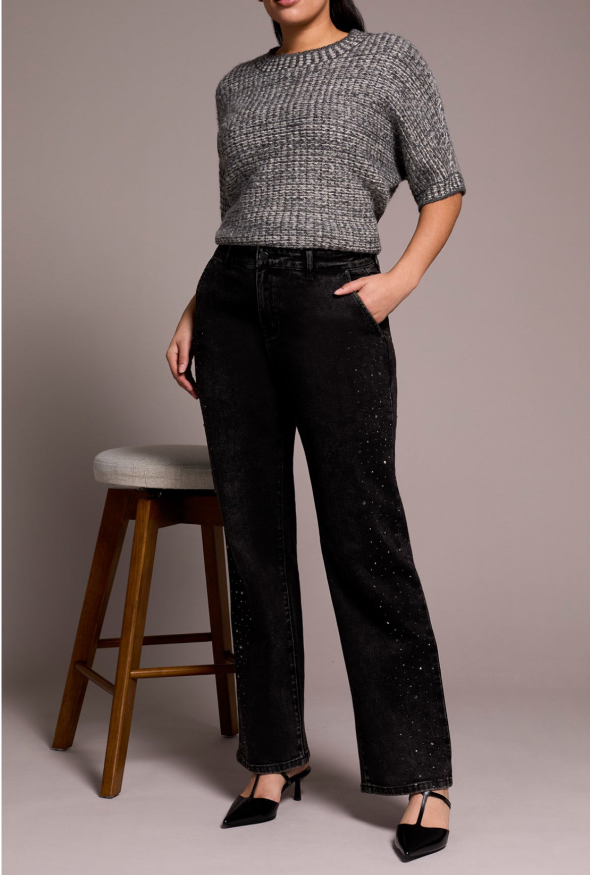 Tribal Black Rhinestone Jeans  31" Inseam