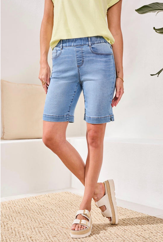 Tribal Pull On Bermuda Denim Shorts