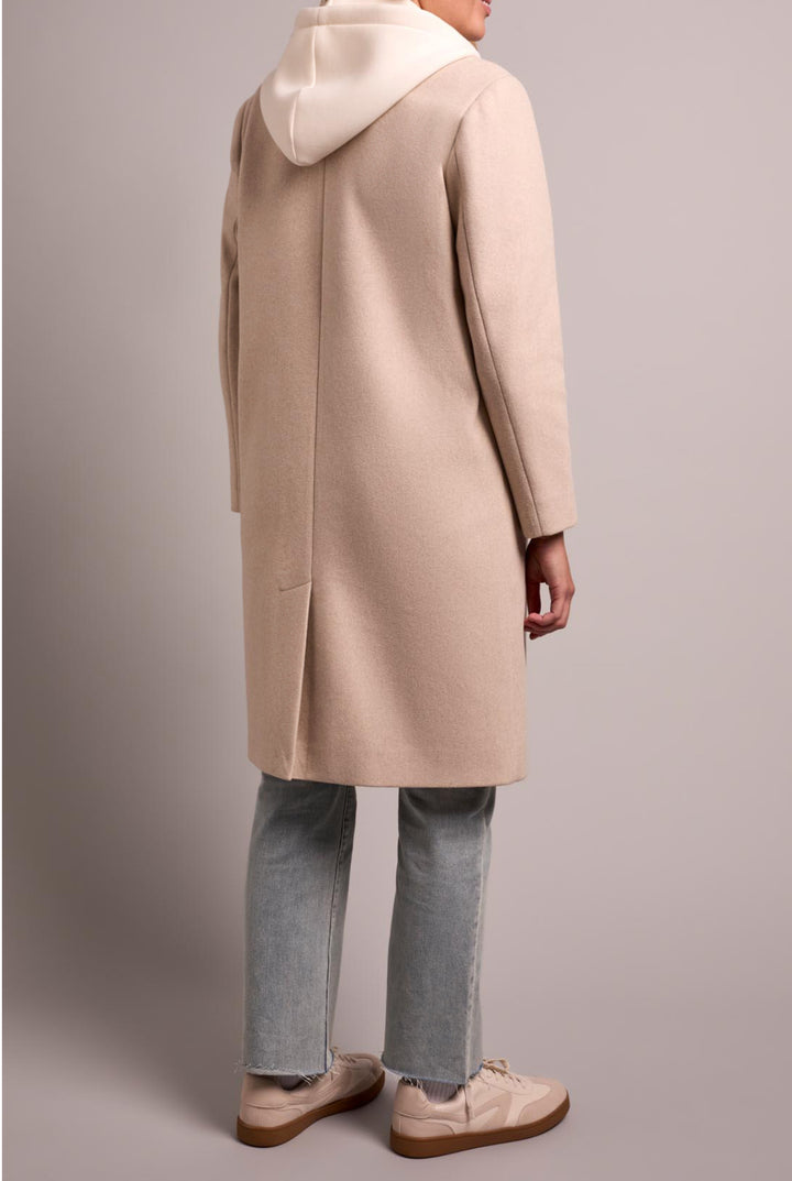 Tribal Soft Knit Trench Coat w/Hood Removable Interlay Oatmeal