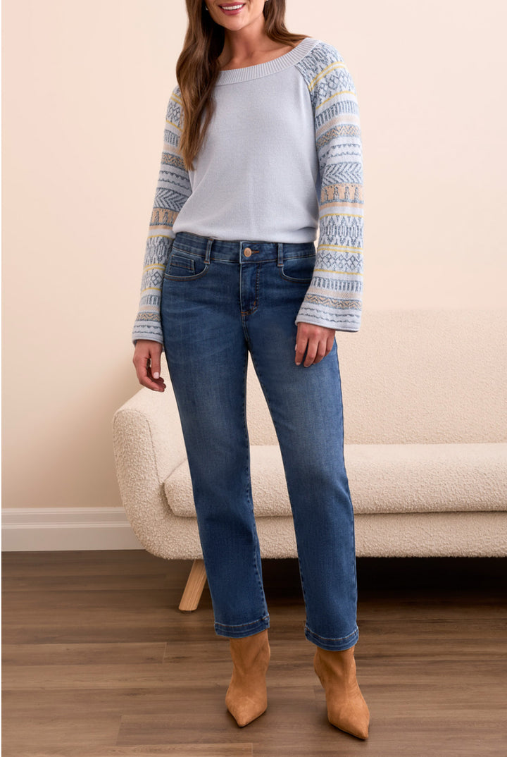 Tribal Audrey Hugging Straight Crop Jeans Darknight Blue